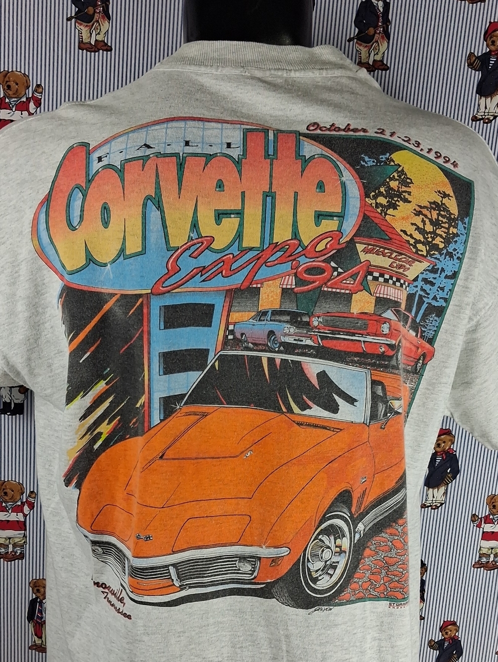 Vintage 1994 Corvette Expo Knoxville Big Back Muscle Car Graphic LG T-shirt